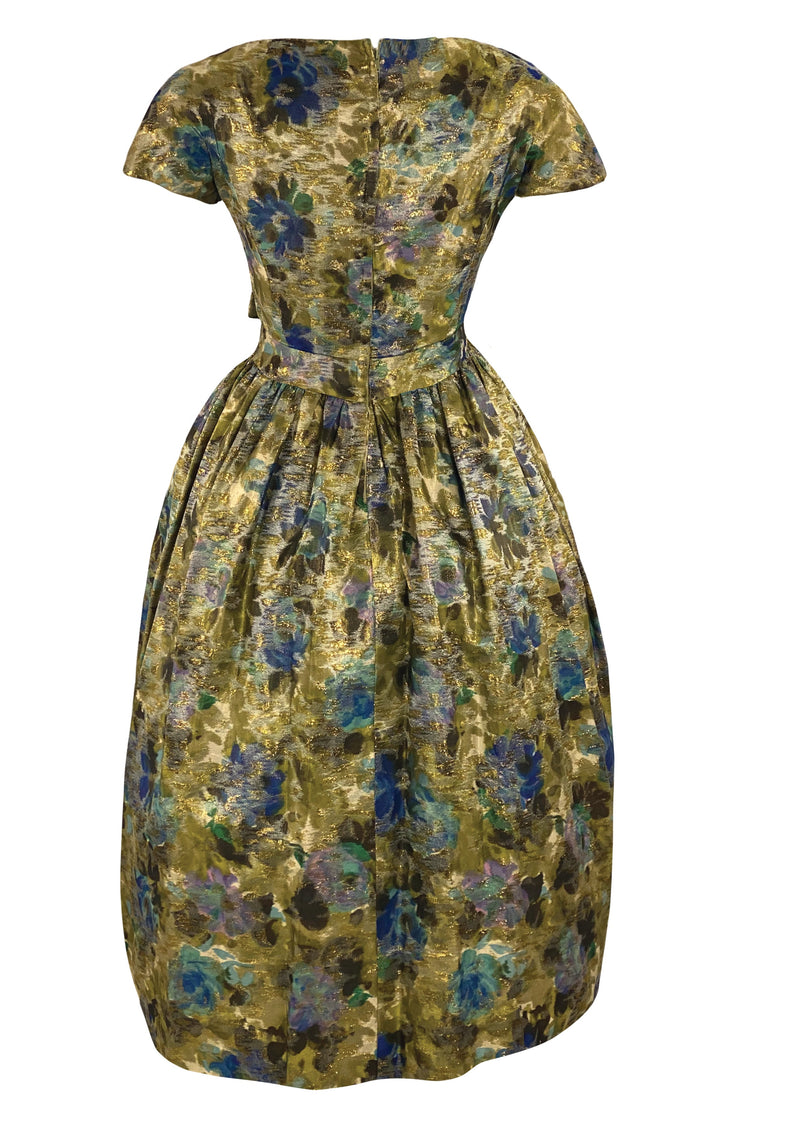 Vintage 1950s Gold Metallic Brocade Designer Cocktail Dress- NEW!