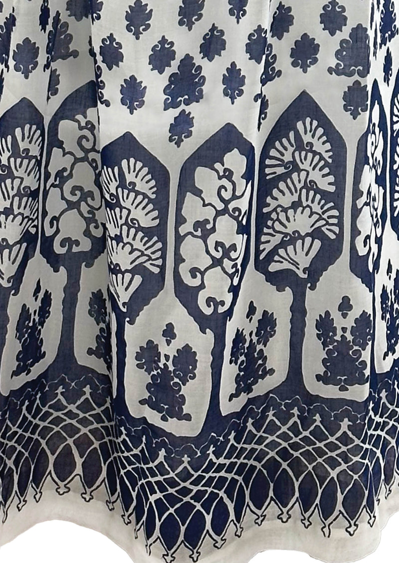 Vintage Late 1960s to 1970s Navy and White Maxi Dress - NEW!