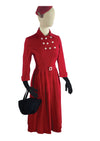 Vintage 1940s Red Wool Military-look Dress - NEW!