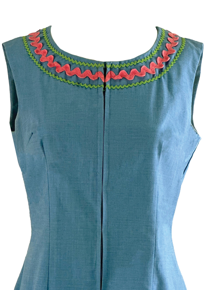 Vintage 1970s Blue Chambray Romper and Maxi Skirt Ensemble - NEW!