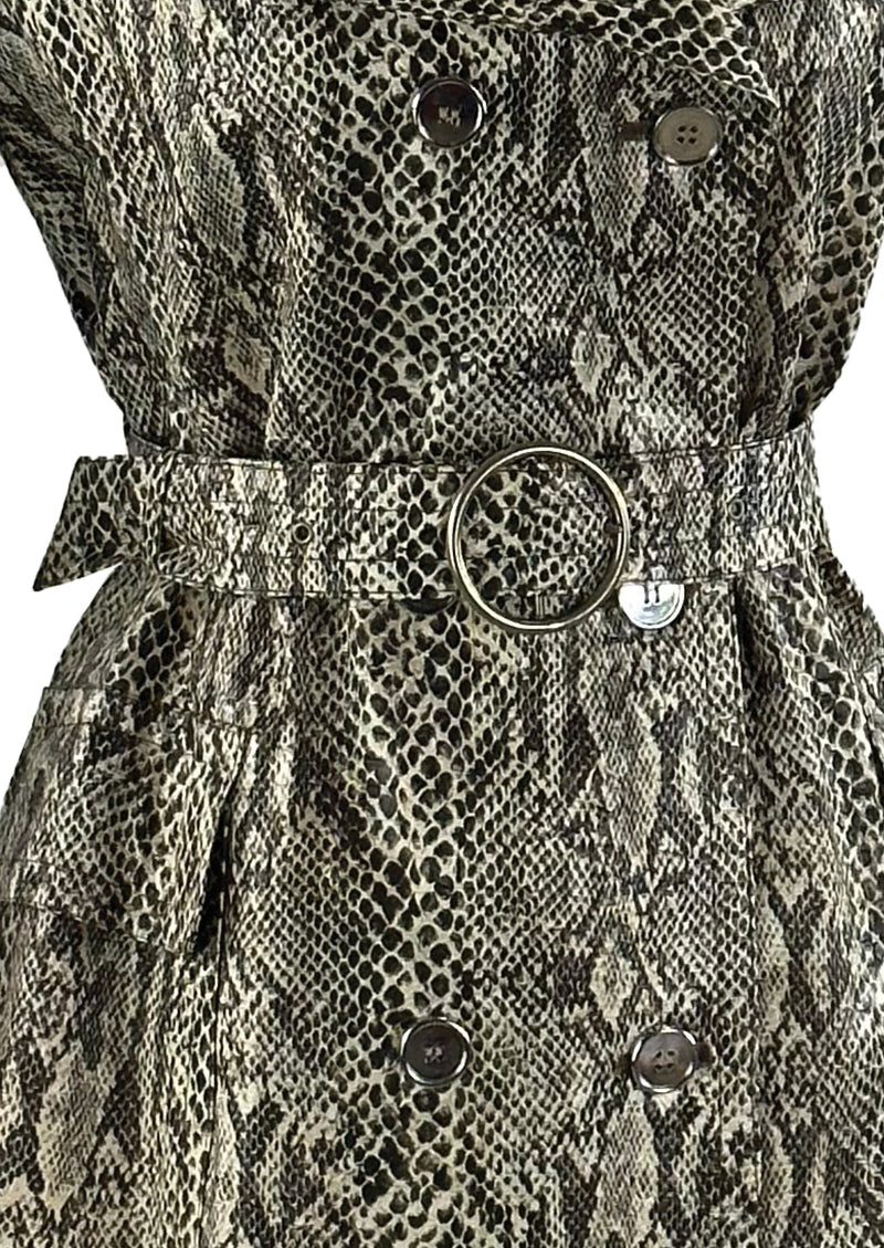 Vintage 1970s Python Print Vinyl Trench Coat - NEW!