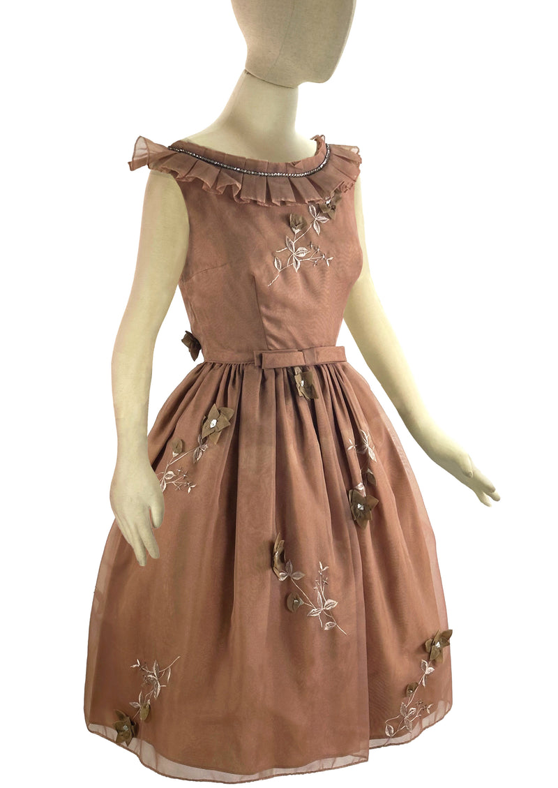 Vintage Late 1950s to Early 1960s Bronze Party Dress - NEW!