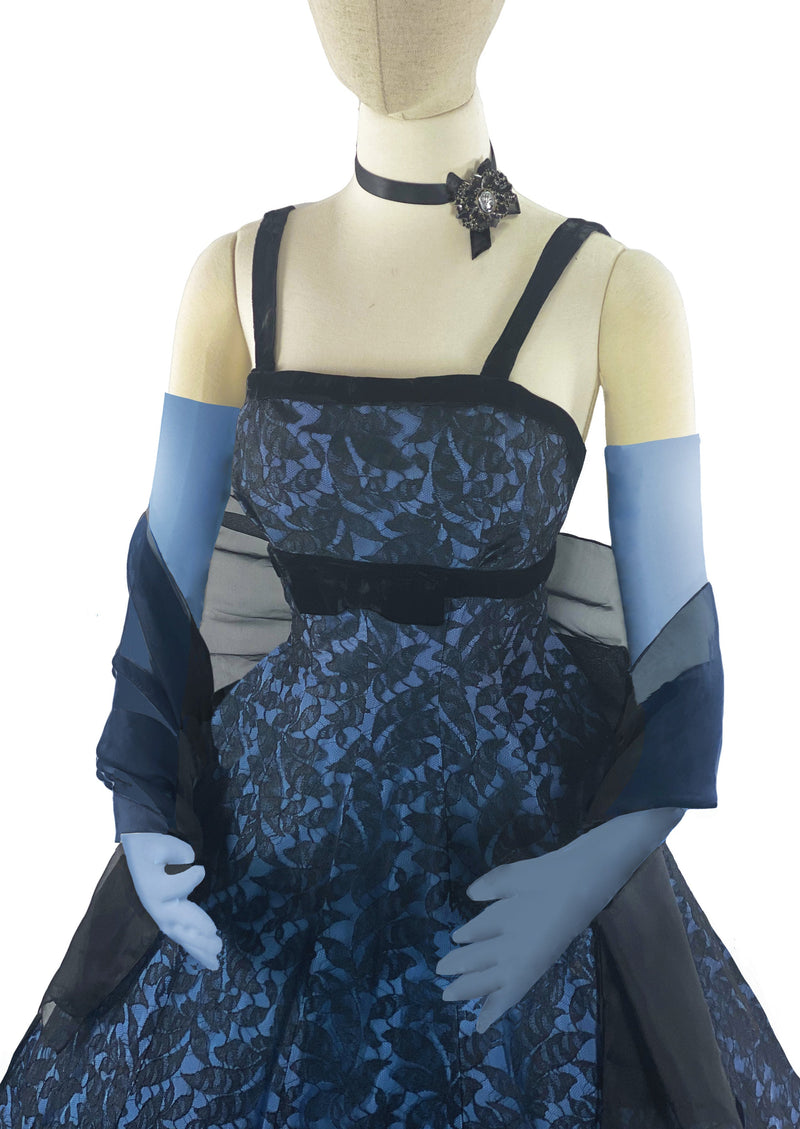 Vintage 1950s - 60s Designer Suzy Perette Black Lace Party Dress- New!
