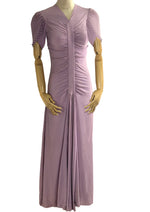 Vintage late 1930s Lilac Coloured Ruched Crepe Gown - NEW!