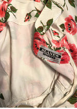 Late 1950s to Early 1960s Pink Roses Cotton Wiggle Dress- New!