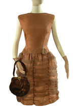 Late 1950s to Early 1960s Copper Ruched Cocktail Dress - NEW!