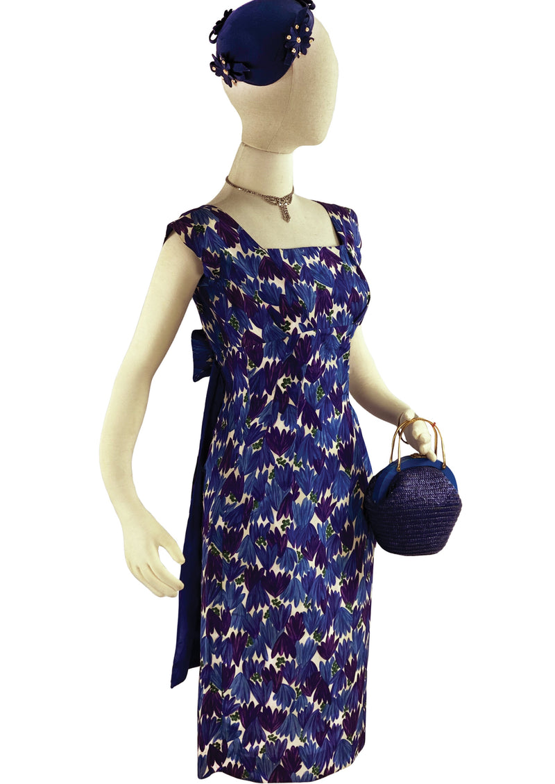 Late 1950s Designer Tulip Print Wiggle Dress- NEW!