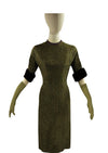 Vintage 1960s Dark Olive Green Lurex Wiggle Dress - NEW!