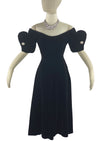 Vintage Early 1950s Black Velvet Cocktail Dress- NEW!