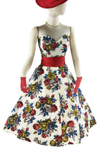 Late 1950s to Early 1960s Rose Bouquet Strapless Dress - NEW!