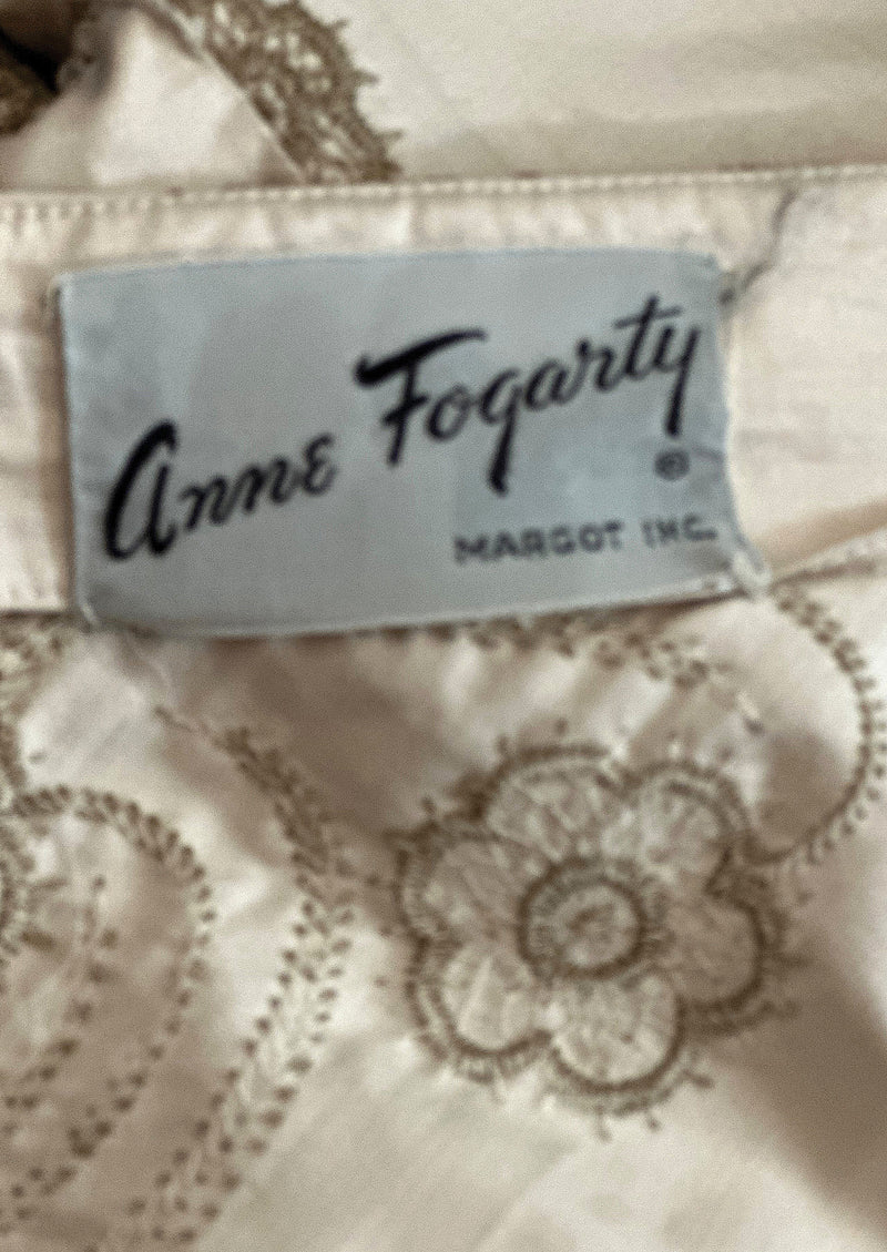 Vintage Early 1960s Cream Glazed Cotton Embroidered Dress- NEW!
