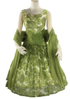 Gorgeous Vintage 1950s Green Floral Party Dress - New!