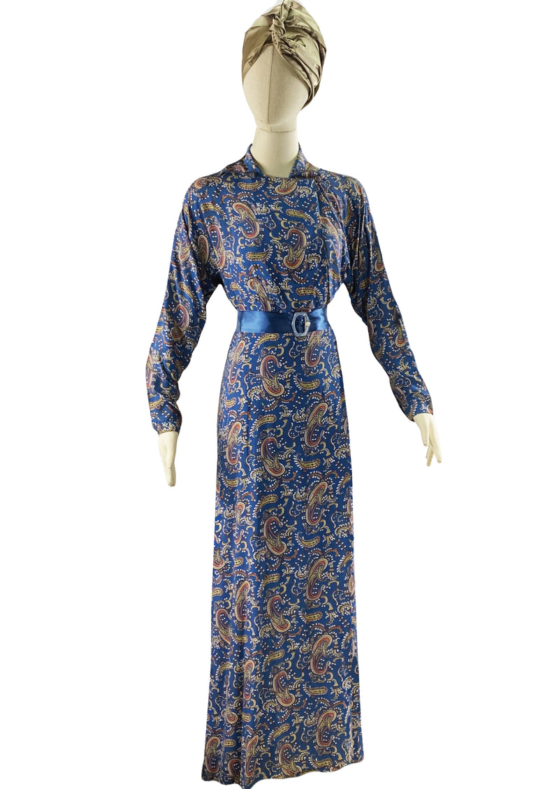 Vintage 1940s Paisley Rayon Robe Gown - NEW!
