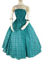 Copy of Early 1980s Mike Benet Formal Turquoise Lace Gown - NEW!