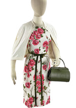 Late 1950s to Early 1960s Pink Roses Cotton Wiggle Dress- New!