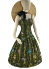 Vintage 1970s Green Fishes Novelty Print Dress - NEW!