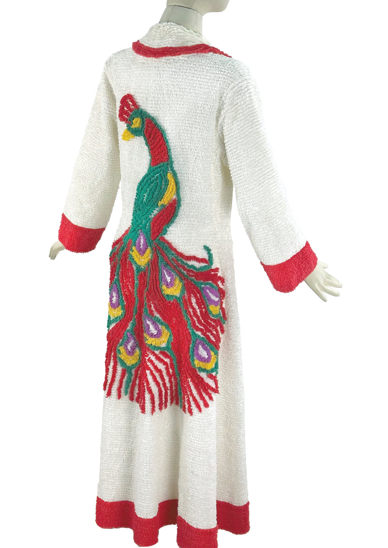 Collectable  Vintage 1940s to 1950s Peacock Chenille Robe (Small)- NEW!