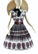 Vintage Late 1950s Border Print Floral Dress - NEW!