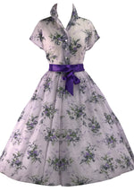 Original 1950s Lilac Floral Impressionist Violets Dress - New!