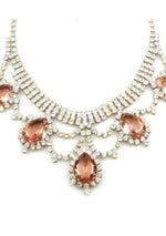 Lovely Rose and Clear Crystal Czech Necklace - New!