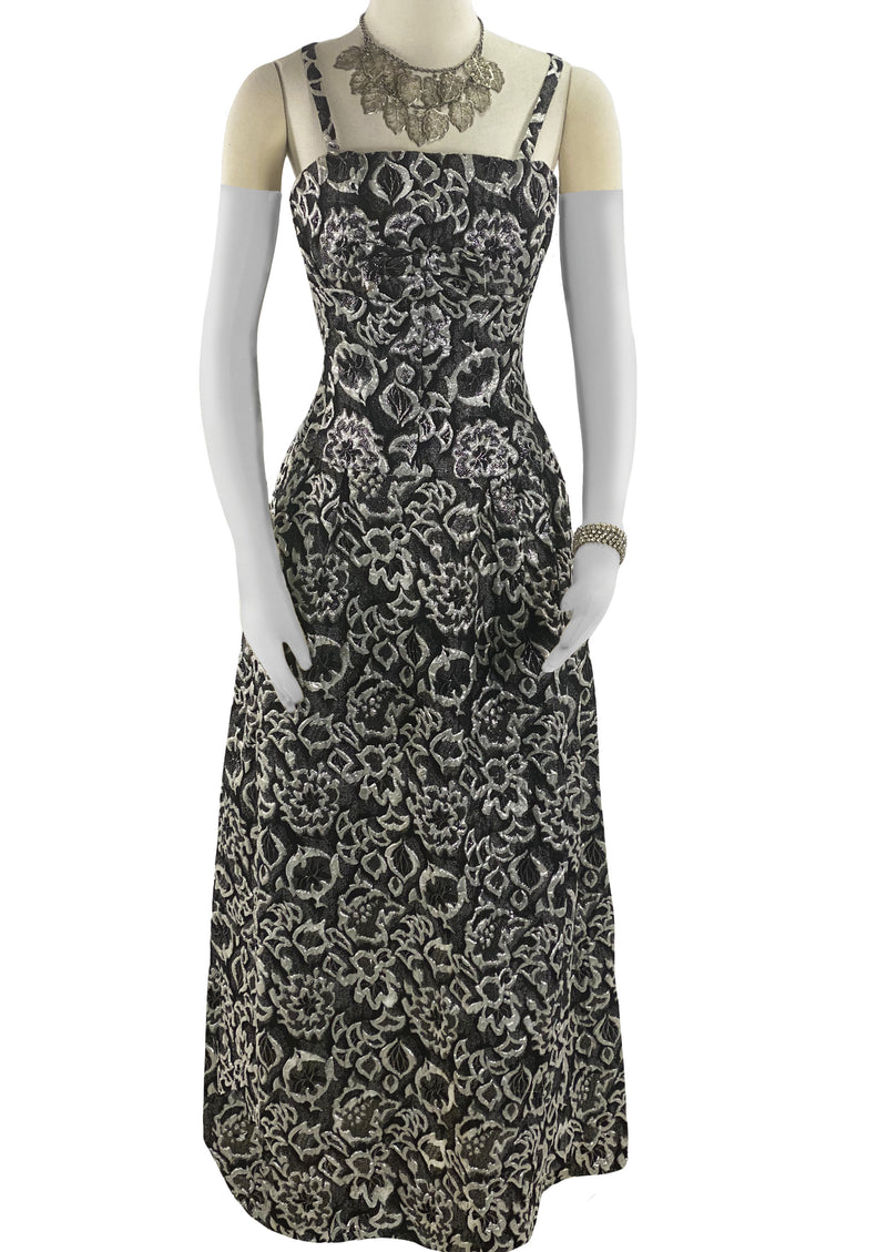 Vintage 1960s Black and Silver Evening Gown - New! Coutura Vintage Vintage 1960s Black and Silver Evening Gown - New! Coutura Vintage