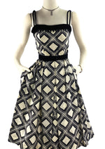 Late 1950s to Early 1960s Diamond Print Silk Dress - NEW!
