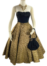 Vintage 1950s Gold Quilted Lurex Cocktail Skirt - New!