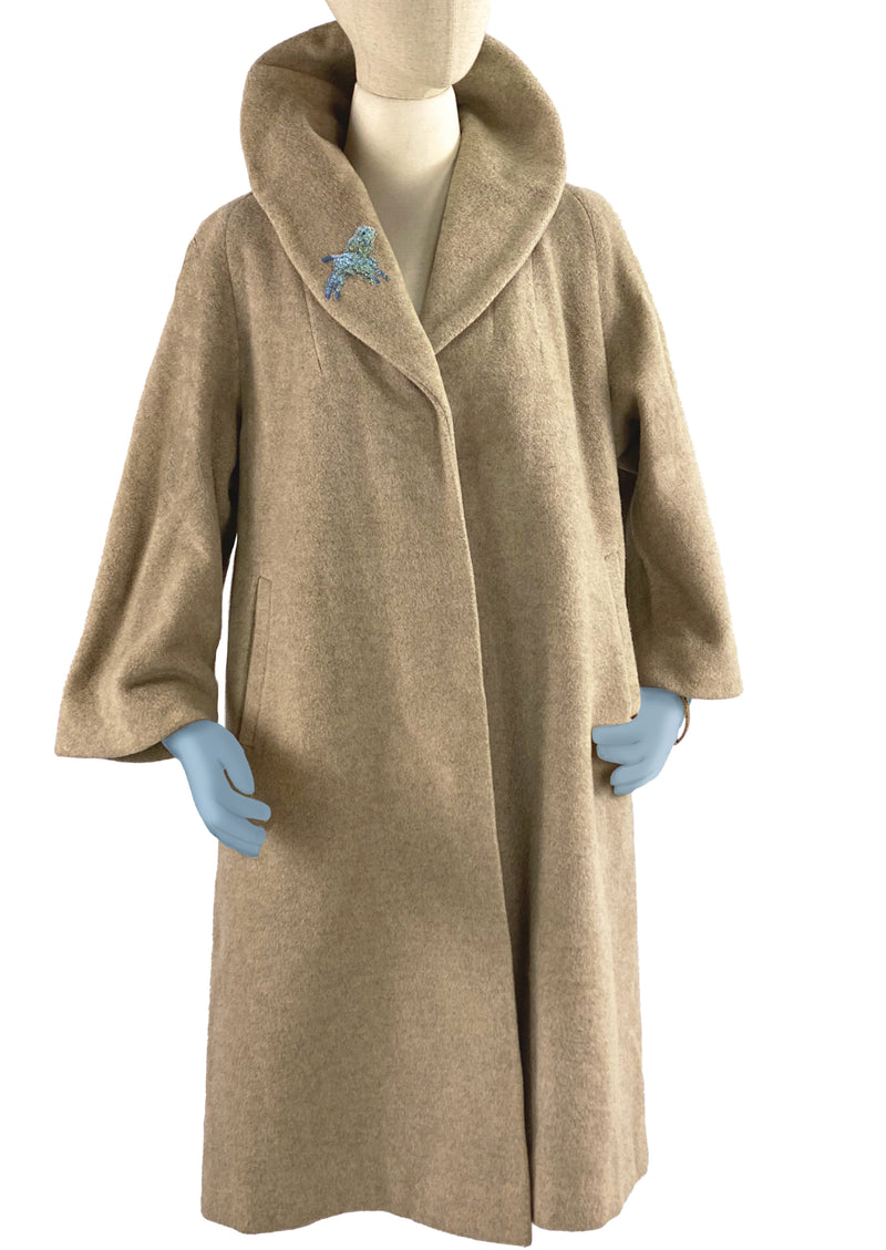 Vintage Late 1950s Oatmeal Wool Clutch Coat - NEW!