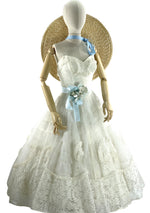 Late 1950s Ivory Tulle & Lace Party Dress  - New!