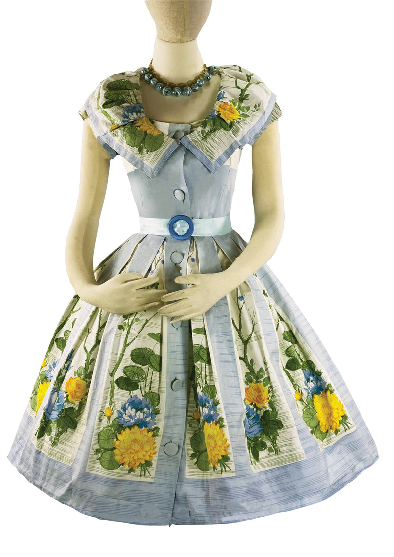 Vintage 1950s Horrockses Designer Floral Cotton Dress- New!