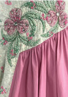 Amazing 1950s Pink Floral Applique Cotton Dress- New!