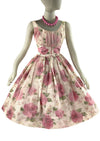 Vintage Late 1950s Pink Roses Dress with Overlay- NEW!