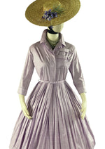Vintage Late 1950s Liliac Cotton Shirtfront Dress- NEW!
