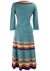 Rare 1940s Cotton Knit Rainbow Dress Ensemble- New!