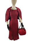 Late 1940s Merlot Ribbon Knit Dress and Jacket Ensemble - New!