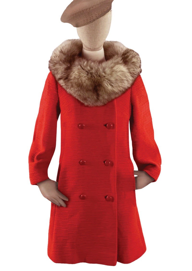 Vintage 1960s Tomato Red Wool Lilli Ann Coat - New!