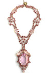 Tourmaline Pink Large Central Drop Czech Necklace - New!