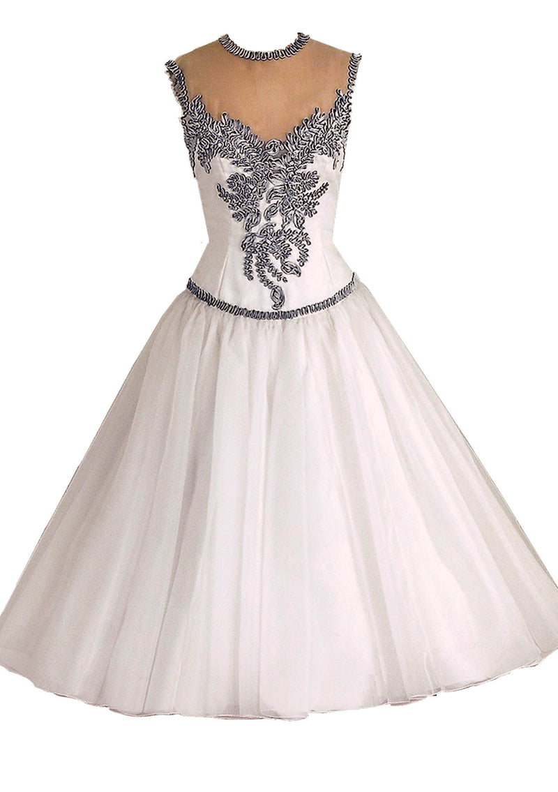 1950s White Chiffon Wedding/Party Dress - New!