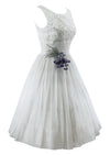 Late 1950s Early 1960s White Chiffon Cocktail / Wedding Dress- New!