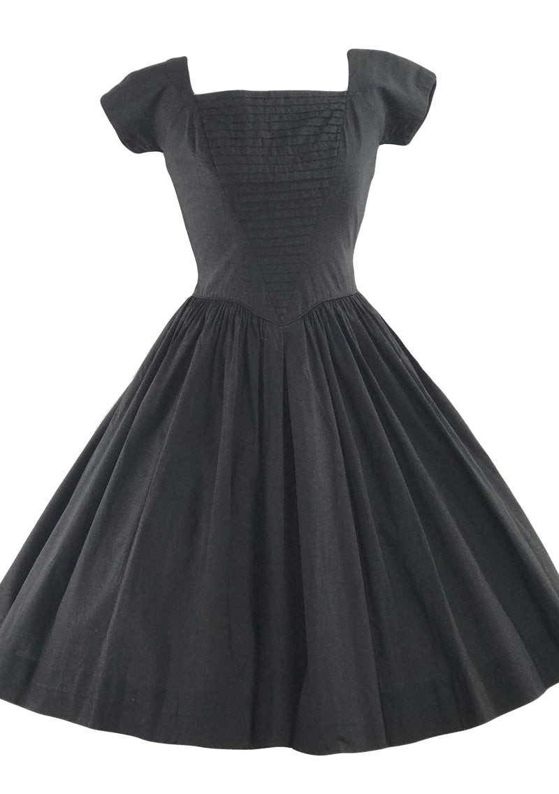 Vintage 1950s Black Cotton Jerry Gilden Dress - New!
