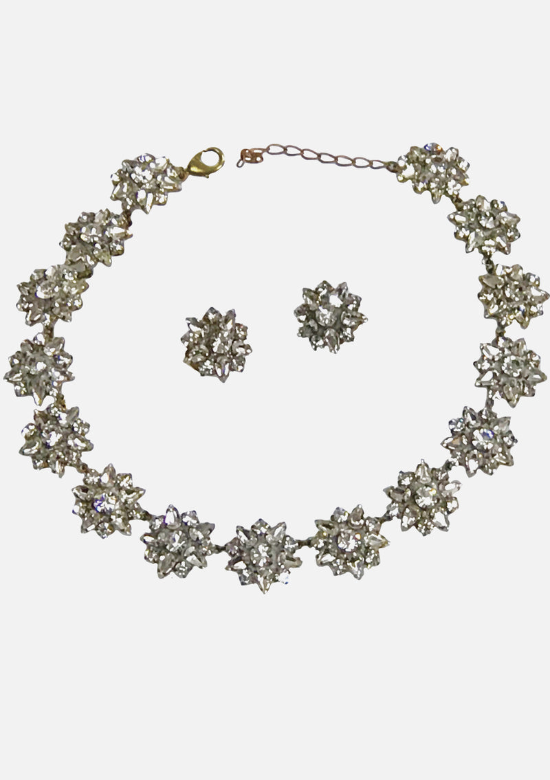 Beautiful Clear Crystal Czech Necklace & Earrings Set- New!