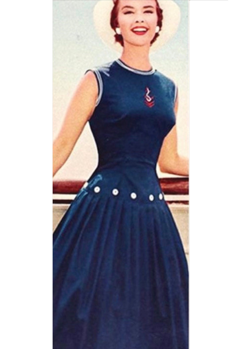 Vintage Late 1950s Designer Cotton Sailor Dress Vintage Late 1950s Designer Cotton Sailor Dress