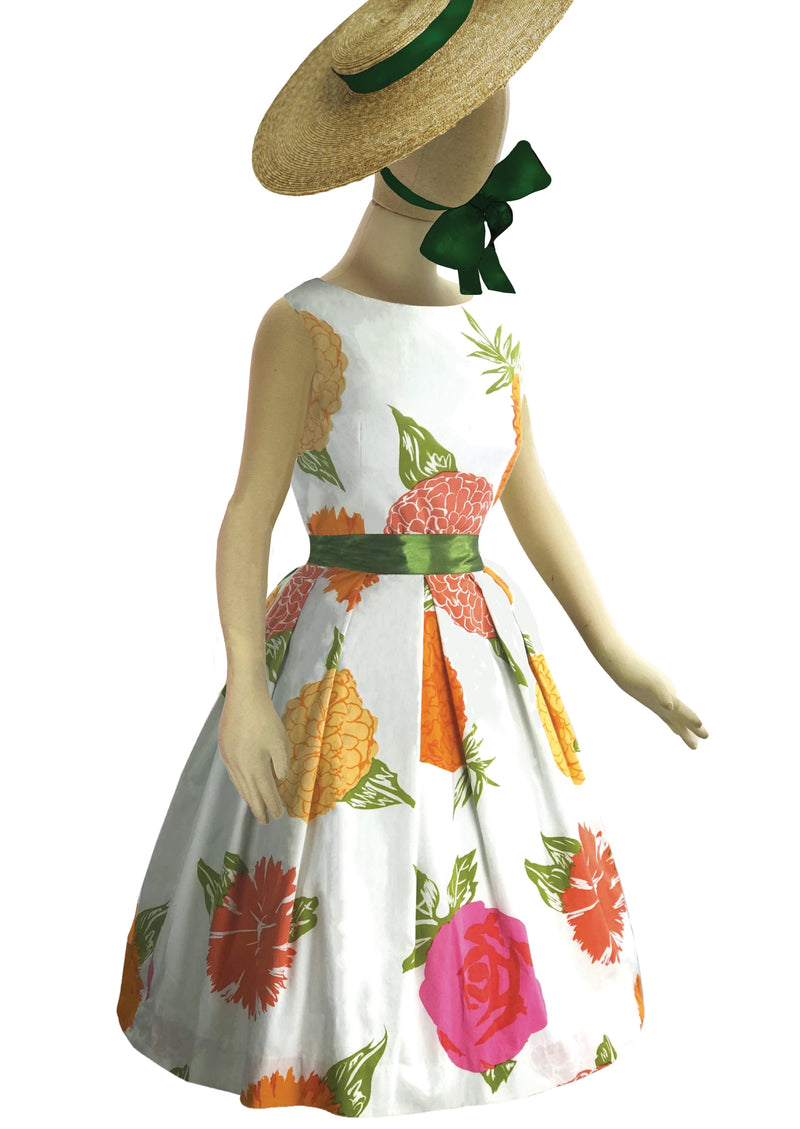 Vintage Late  1950s Large Floral Print Dress Set - New!