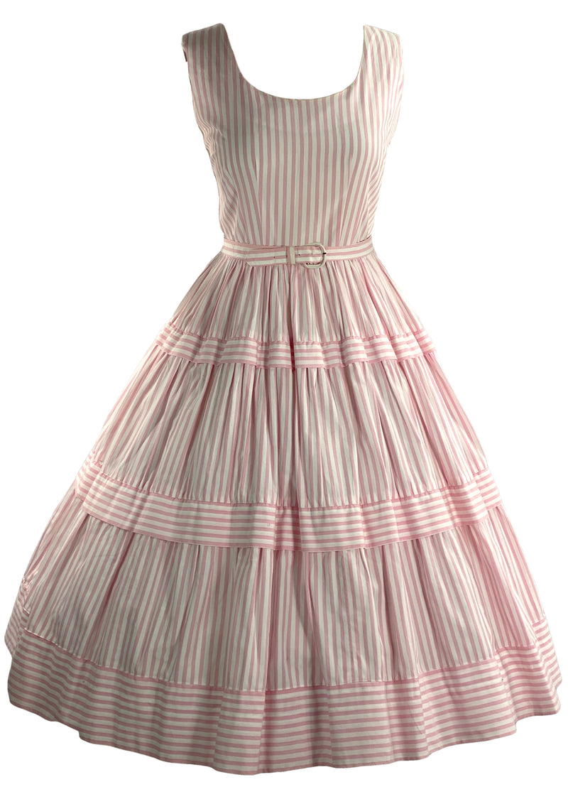 1950s Pink and White Candy Stripe Cotton Dress- New!