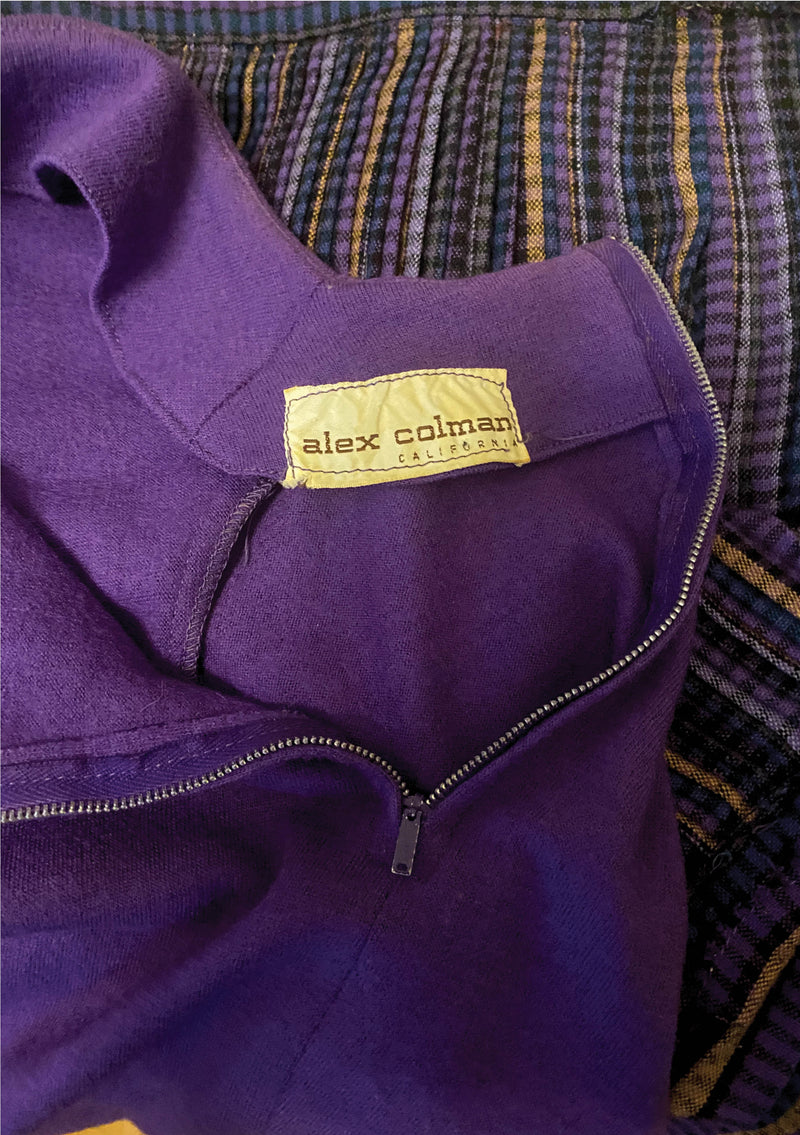 Stylish Designer 1950s Purple Wool Top and Skirt Set- New!