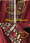 Stylish 1940s Burgundy Crepe Gown with Rhinestones and Beads- New!