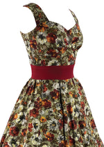 Late 1950s Autumn Toned Floral Dress Ensemble- New!