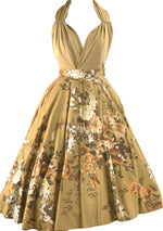 Vintage 1950s Golden Floral Bouquet Skirt - New!