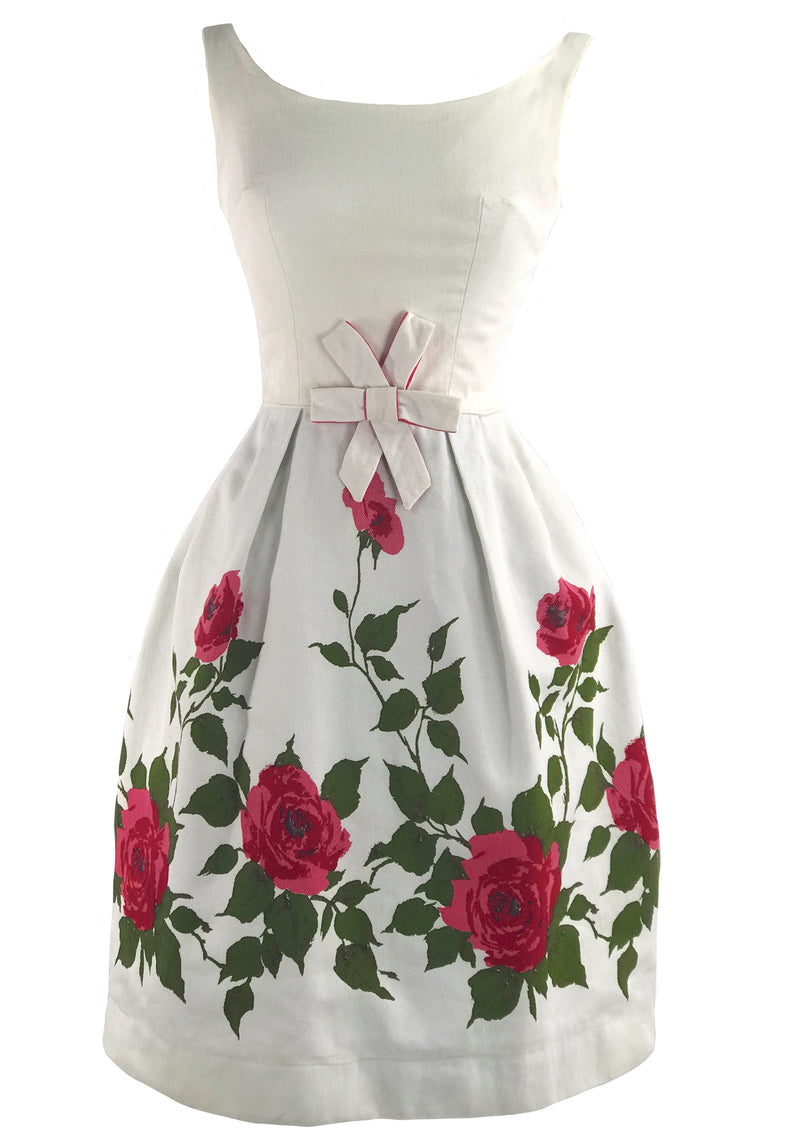 Late 1950s Early 1960s Red Roses Pique Dress - New! (RESERVED)