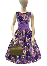 Late 1950s - Early 1960s Purple & Pink Floral Designer Dress - New!